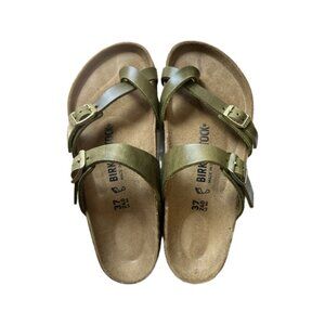 NWOT Birkenstock Mayari Oiled Leather in Olive Regular Fit Size 37/6-6 1/2